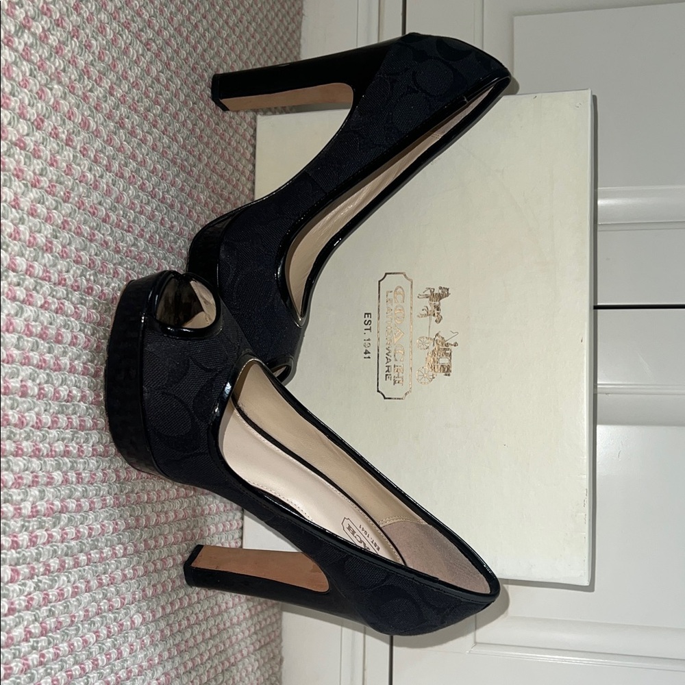 Coach Breana A3673 monogram authentic black platform heels size 9